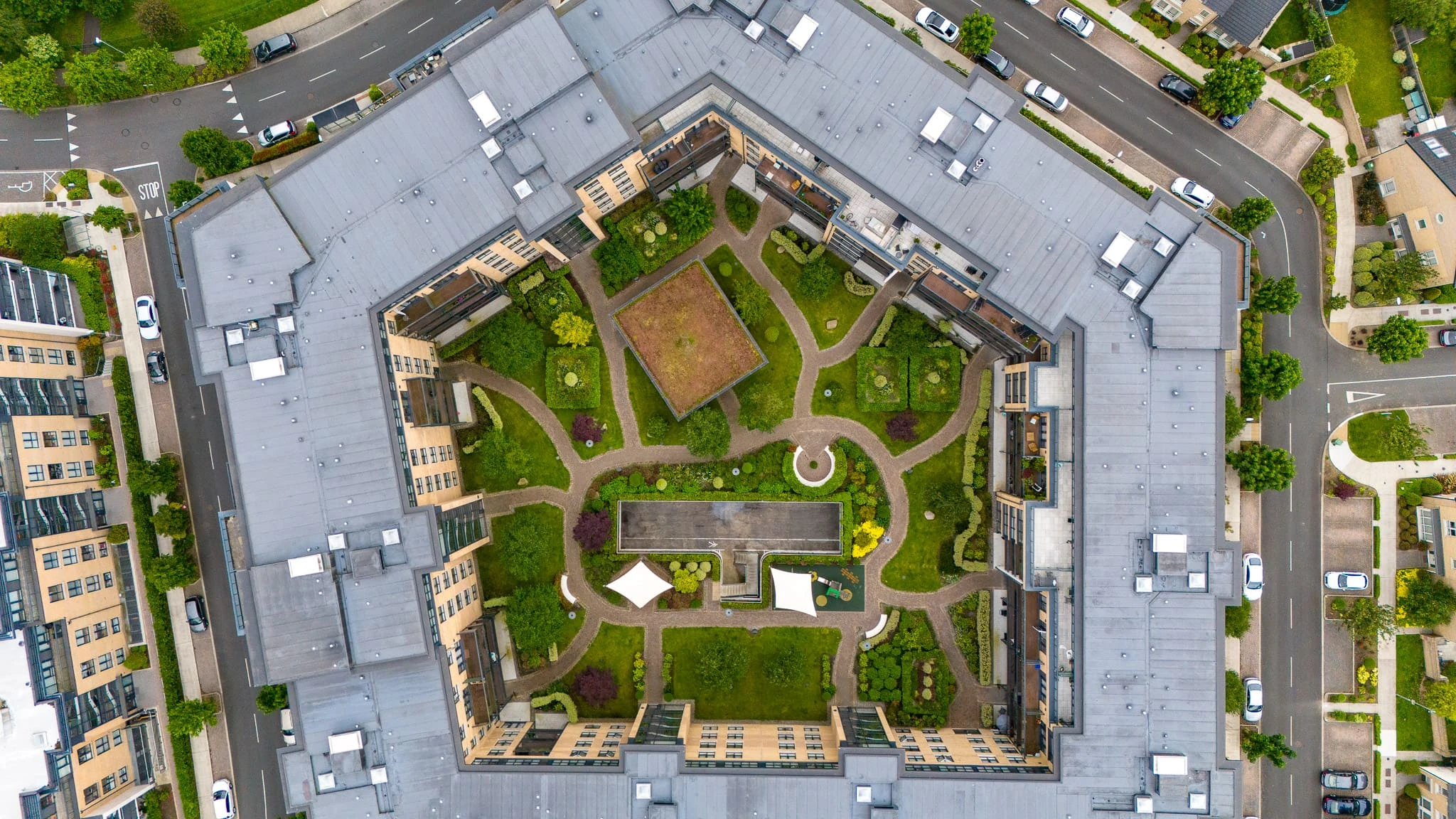 Aerial view of data center construction site